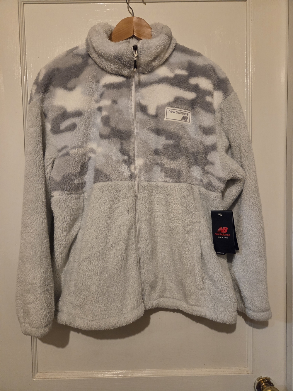 New Balance Kids' Gray Camo Sherpa Zip Fleece Jacket